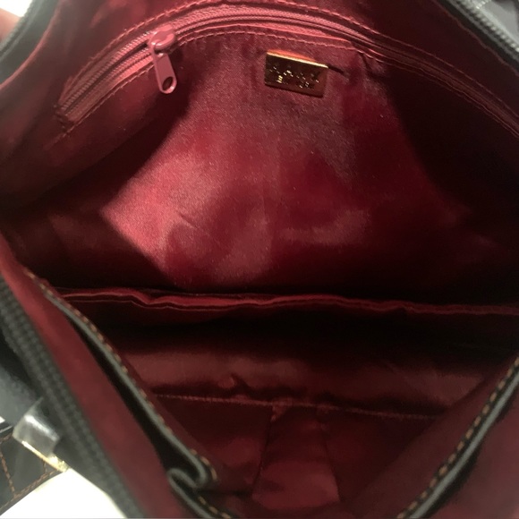 Maxx New York Handbag Medium Black Fabric/Leather Strap Trim Gold Hardware - Picture 4 of 16